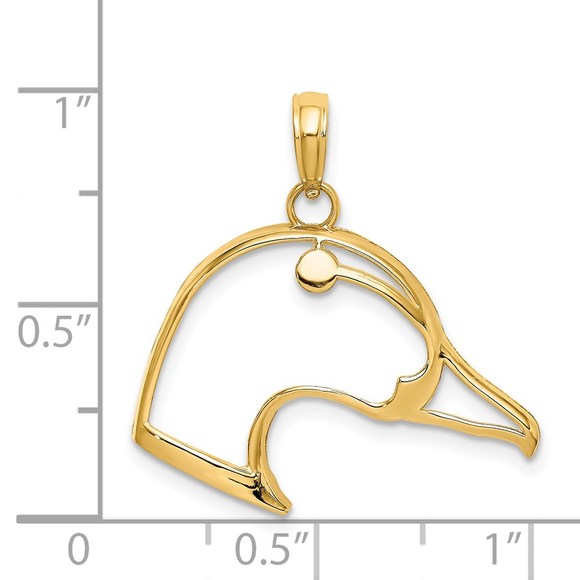 14k Yellow Gold Mini Animal Bird Cut-Out Duck Head Necklace Charm Pendant - Picture 3 of 4